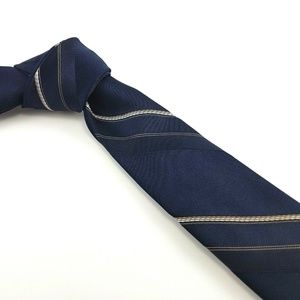 Pegasus Canada Mens Navy Blue & Gold Striped Tie